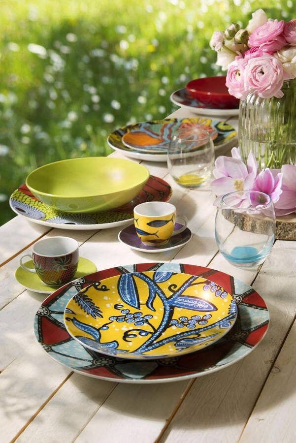 Koffiekopjes Afrikaanse stijl porselein 90 ml set van 6 meerkleurig 6 x 6 x 5 cm 1 26 kg Koffiekopjes set van 6