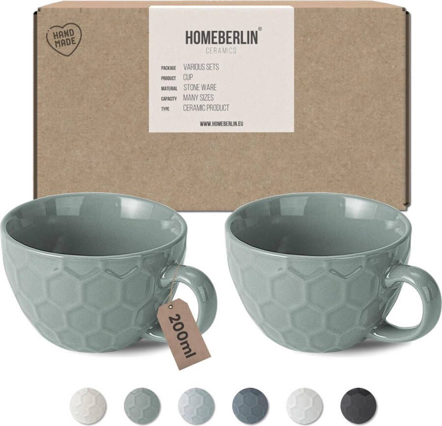 Koffiekopjes Design Cappuccinokopjes set van 2 koffiekopjes 200 ml premium koffiekopjes set van hoogwaardig aardewerk 2 moderne koffiekopjes van 100% handgemaakt dikwandige koffiekopjes