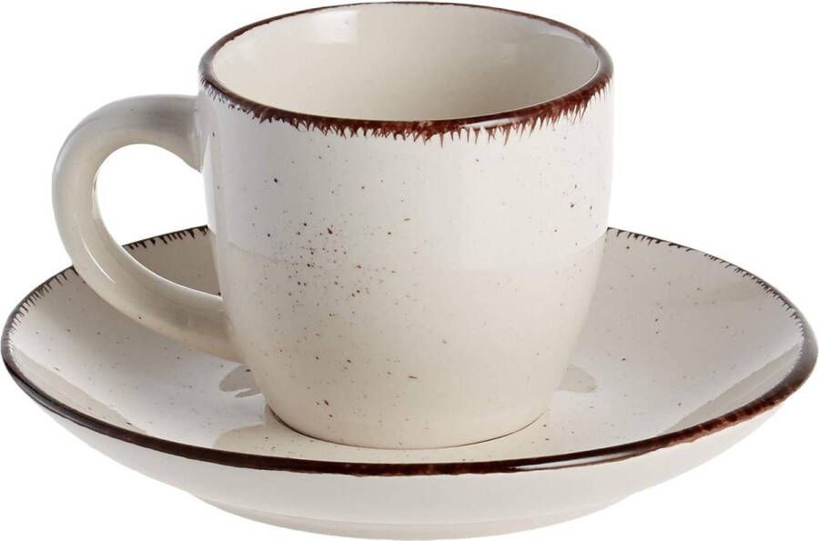 Koffiekopjes Set Aardewerk Beige 6 Stuks met Schoteltjes Koffiekopjes set van 6
