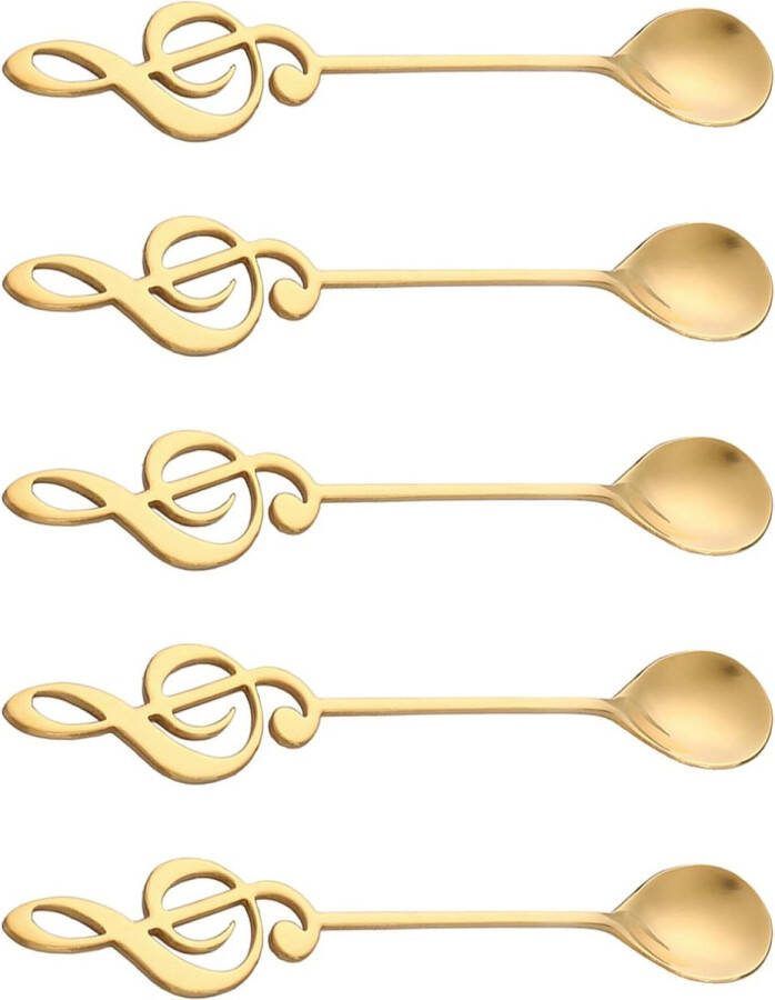 Koffielepel Roestvrijstalen lepelset theelepels 5-delige dessertlepels Gouden dessertlepels Yoghurtlepels Koffie Latte lepel Kleine thuislepel voor afternoontea