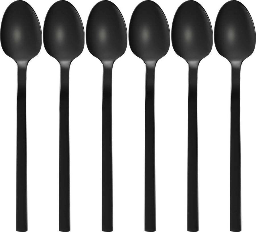 Koffielepels set van 6 zwart theelepels roestvrij staal met titaniumcoating cakelepel mokkalepel suikerlepel kleine lepel hoogglans gepolijst vaatwasmachinebestendig