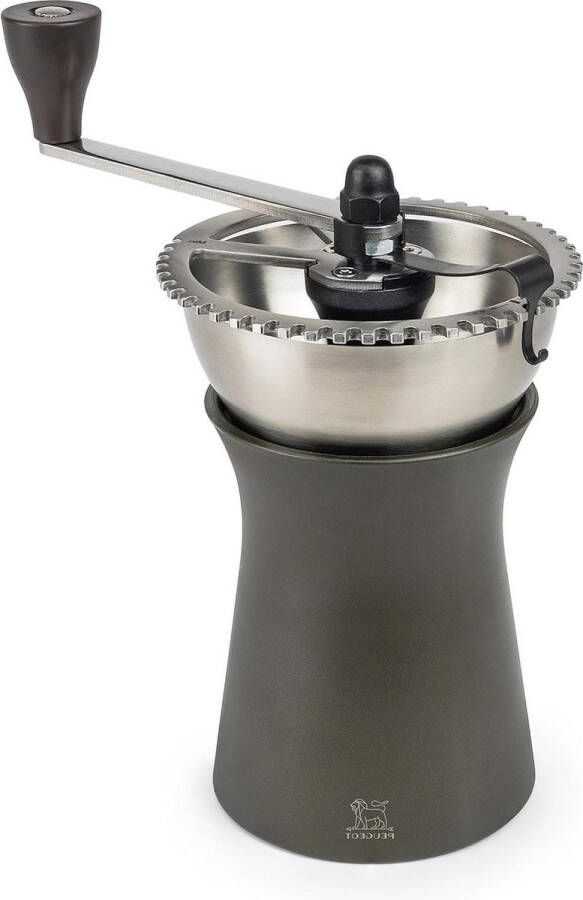 Koffiemolen 19 cm chocolade hoogwaardige handmatige koffiemolen van robuust roestvrij staal en kunststof grijs Kronos