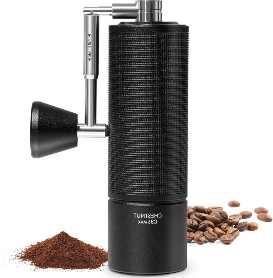 Koffiemolen Handmatige Chestnut C3s MAX Volledig Metalen Behuizing Klaphandvat Espresso en French Press Zwart