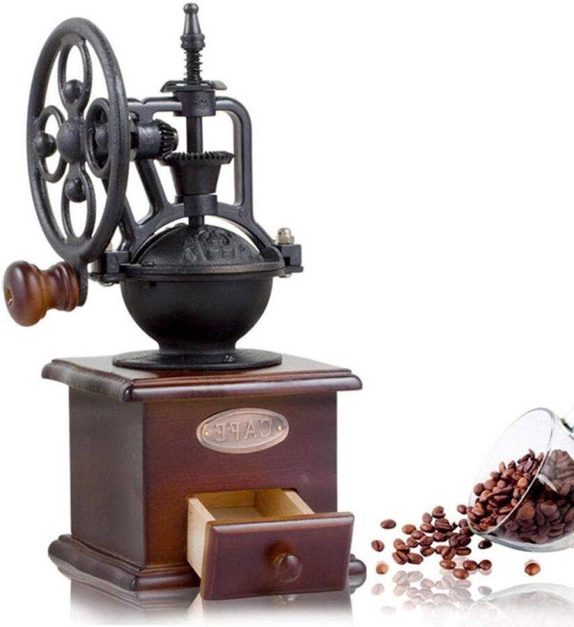 Koffiemolen Handmatige Koffiemolen Betoverende Retro Koffiemolen in Antiek Design Gemaakt van Hout en Gietijzer Espressomolen voor Koffiebonen