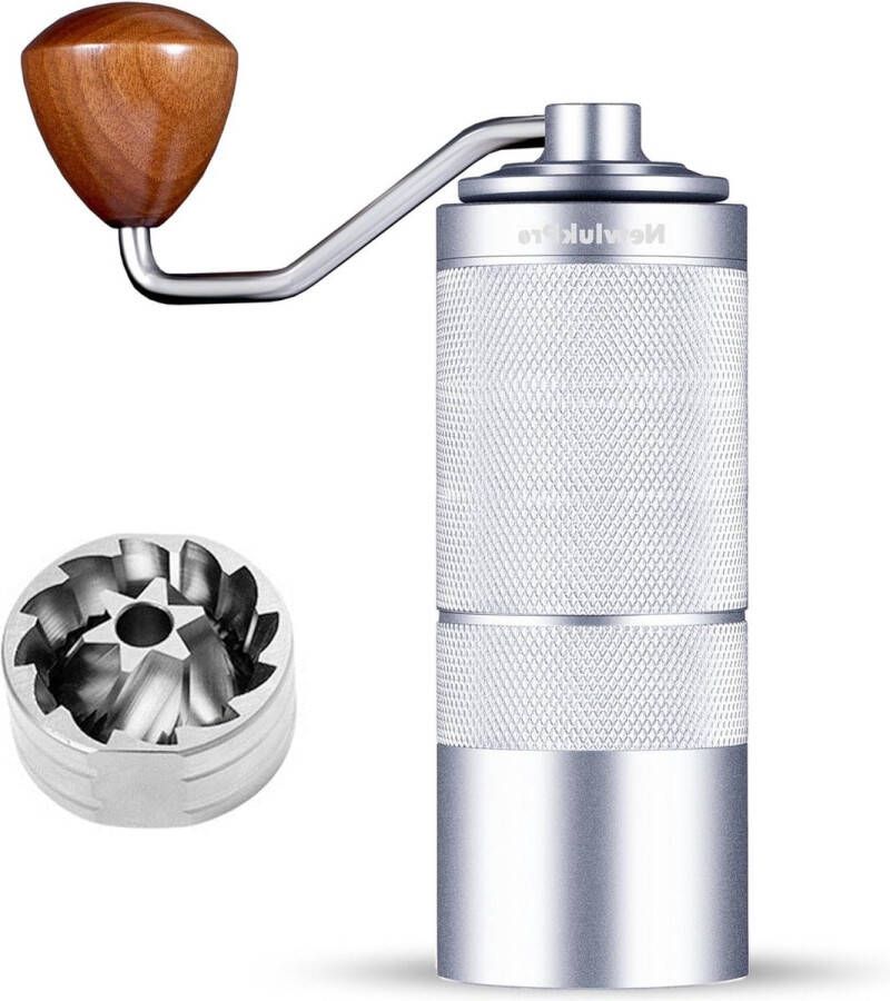 Koffiemolen Handmatige koffiemolen met 24 maalinstellingen espressomolen met scherpe zeshoekige molenkern en walnoothandvat draagbare mini-koffiemolen voor kantoor reizen kamperen