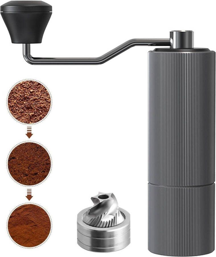 Koffiemolen Handmatige koffiemolen met CNC-roestvrijstalen kegelwiel espresso reizen camping keuken kantoor kleine handkoffiemolen handmatig zilver