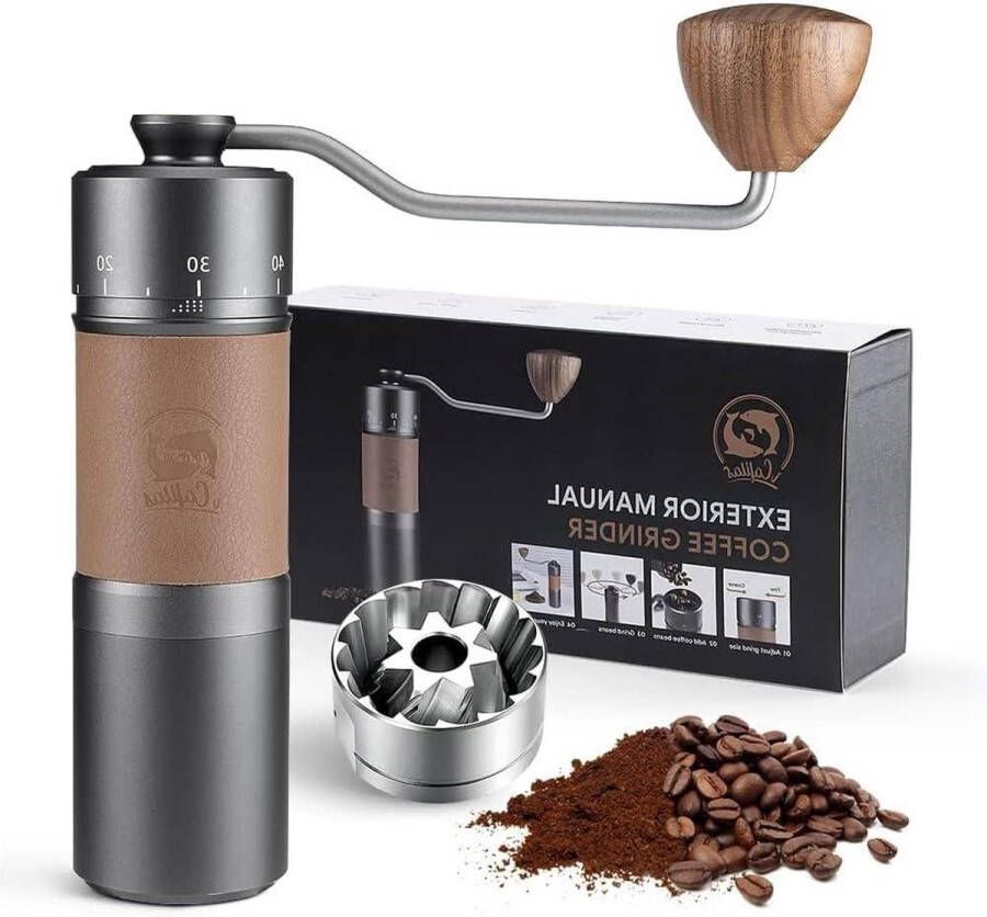 Koffiemolen Handmatige koffiemolen Protabiler buitenschuur-instelring roestvrij staal conische braam grote capaciteit van 30 g 7 maalkern van duivelsstaal SUS420 Burr handslinger koffiemolen