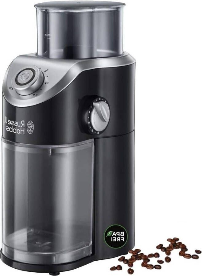 Koffiemolen Zwart Variabele Maalinstellingen 2 tot 12 Koppen 100 Gram Bonenreservoir 140 Watt