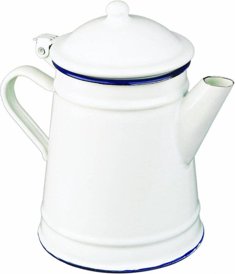 Koffiepot Blanca conisch 1 l geëmailleerd staal wit-blauw afmetingen 23 x 20 x 31 cm Koffiepot