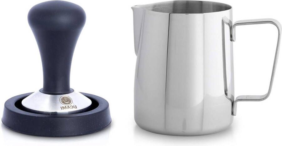 Koffiestamperset 51 mm premium design klassieke koffiepers espresso-stempel van roestvrij staal mat perfecte koffiestempel melkkan baristendoekje