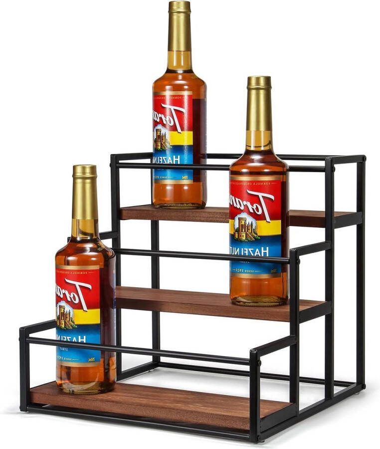 Koffiestroop Rack Organizer Siroop Flessenhouder Stand voor Koffie Bar 3-Tier 12 Flessen Opslag Planken Siroop Wijn Dressing voor Keuken Koffie Station Opbergrek met zoekwoorden Keuken Organisatie koffie rek