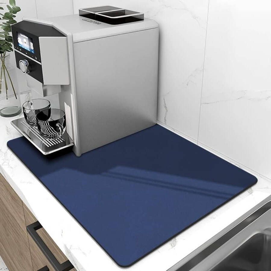 Koffiezetapparaat afdruipmat sneldrogend afdruipmat koffiemachinemat onderlegger super absorberende afdruipmat voor keuken badkamer aanrecht (40 x 50 cm donkerblauw)