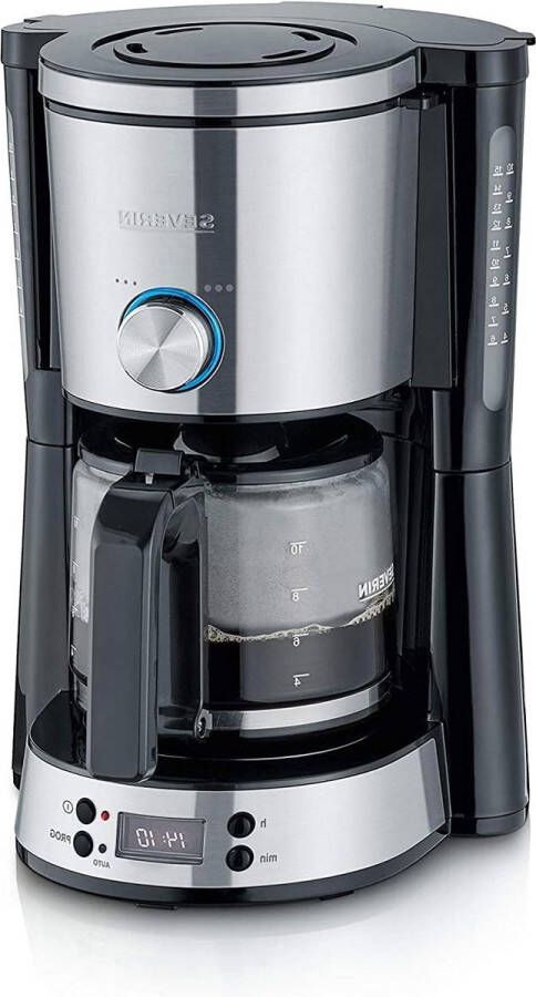Koffiezetapparaat met glazen kan en timer AromaSwitch 2 zetopties digitale klok 10 kopjes 1.000 W roestvrij staal