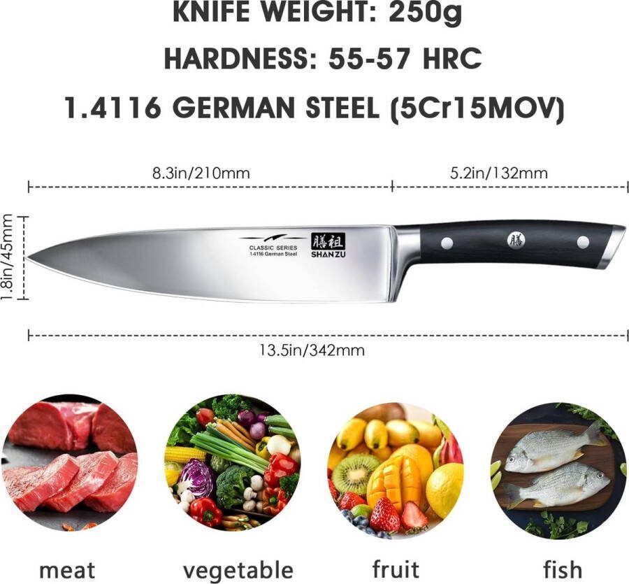 Koksmes keukenmes roestvrij staal