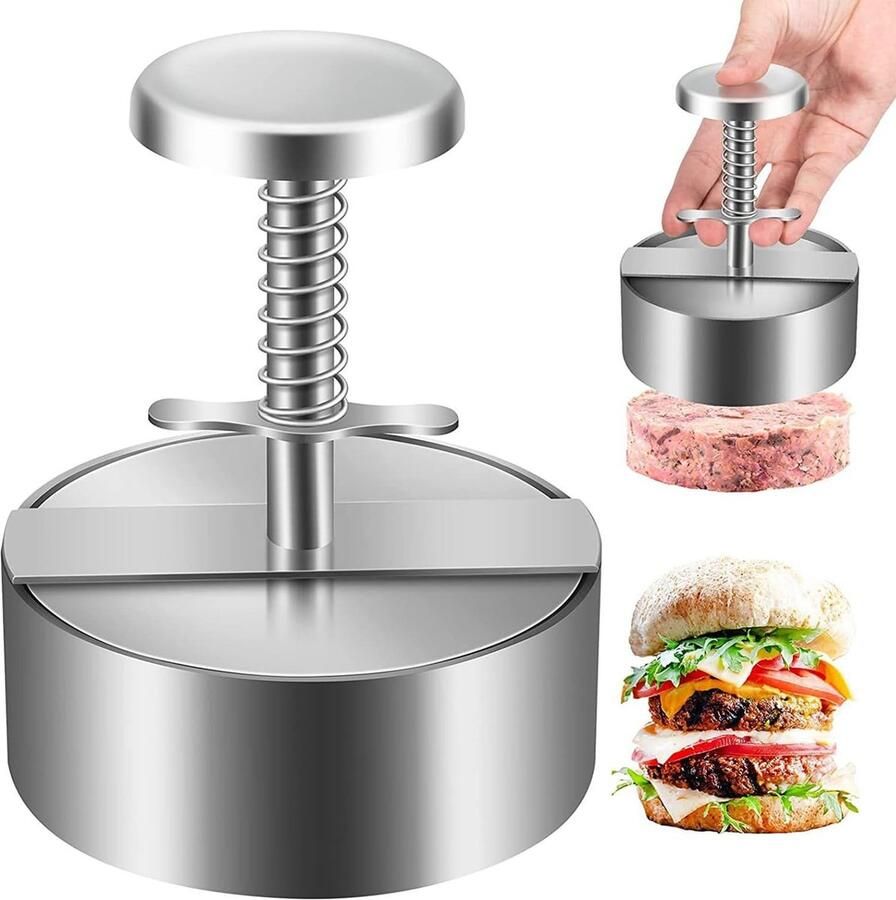 Kongming Burger Press 304 Stainless Steel Burger Pattie Press Adjustable Burger Smasher Burger Patty Press Ideal for Preparing Burgers at Parties and Dinners