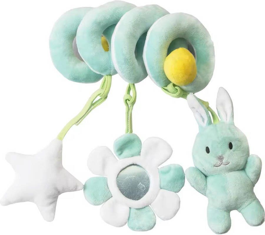 Konijn Baby Boxspiraal Peuter Kleuter Kraamcadeau Babyshower Babykamer Decor Accessoires Speelgoed Kinderkamer- Kinderwagen Speeltje Activiteitenspiraal Bijtring Autostoelspeeltje Jongen & Meisje Baby knuffels