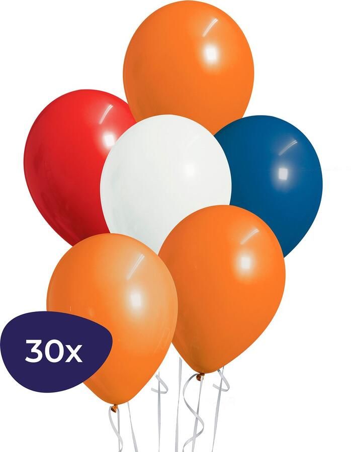 Koningsdag Ballonnen Oranje Kingsday Bevrijdingsdag Nederlands Elftal Helium Ballonnen Latexballonnen Rood Wit Blauw Nederland WK Decoratie EK Versiering Voetbal Feest 27cm 30 stuk