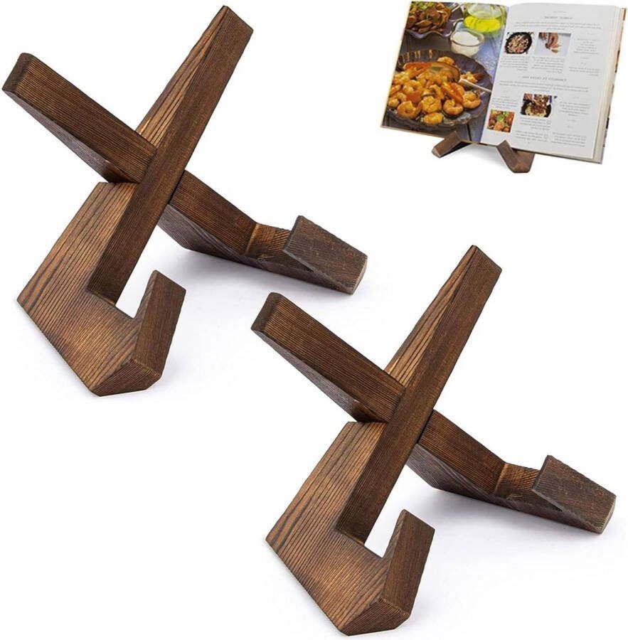 Kookboekhouder van hout Receptenhouder voor keuken Vintage decoratie Bordenstandaard 2 stuks
