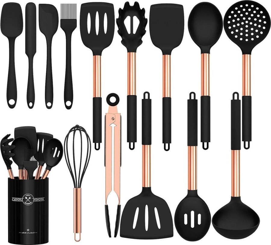 Kookgerei Set 15 stks Non-Stick Siliconen Rose Goud Handvat Garde Keukengerei Kitchen Utensils KYAODQ308HGWBHJSUCN