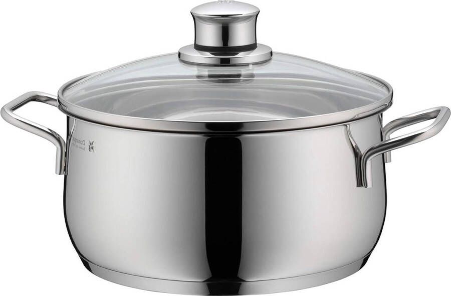 Kookpan 16 cm Diadem Plus met glazen deksel klein formaat 15 l inductie Cromargan roestvrij staal gepolijst ongecoat