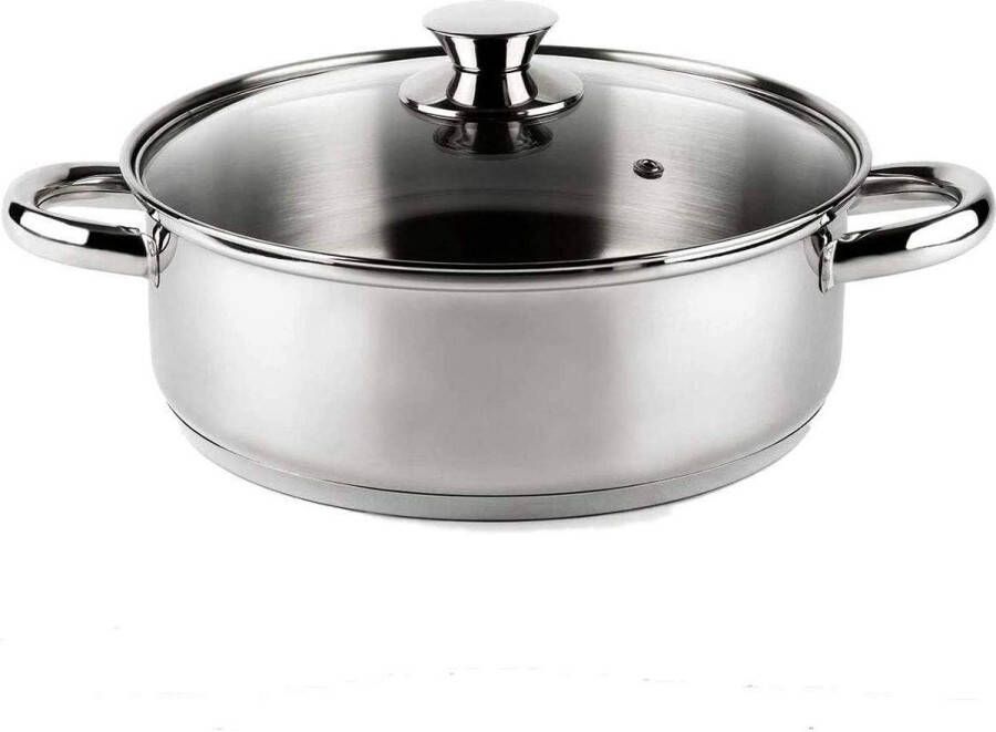 Kookpan Ø 30 cm roestvrij staal 18 10 inductiegeschikt met deksel