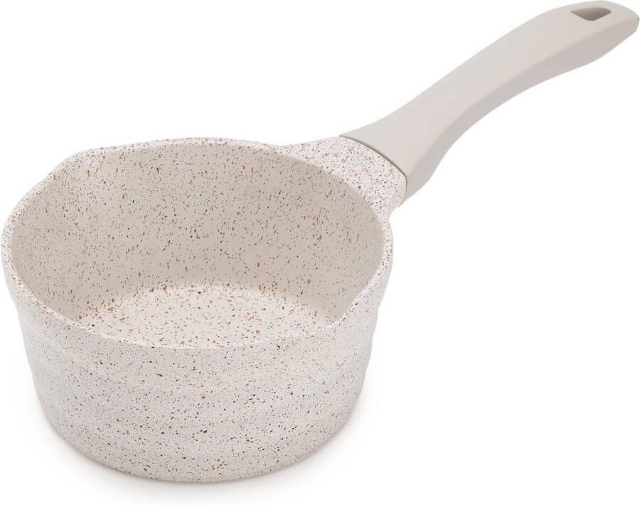 Kookpan inductie 16 cm kleine steelpan kleine kookpan steelpan met schenktuit PFAS-vrije keramische coating antiaanbaklaag 1 2 liter voor alle warmtebronnen