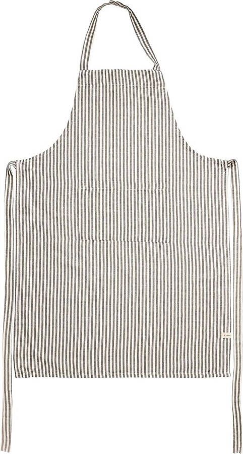 Kookschort Louis van grijs-wit gestreept katoen-linnen mix 60 cm x 90 cm grijs