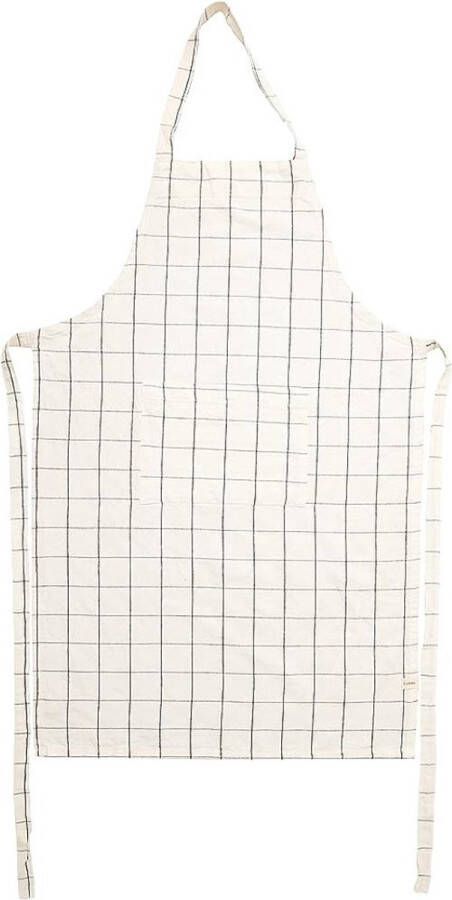 Kookschort Milou van wit geruite katoen-linnenmix 60 cm x 90 cm wit