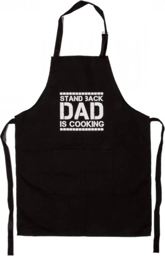 Kookschort zwart met opschrift: Stand back dad is cooking ideaal voor vaderdag verjaardag papa