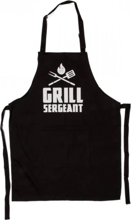 Kookschort zwart met opschrift:Grill Sergeant one size