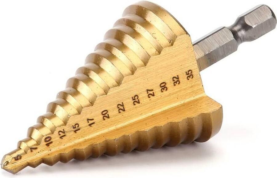 Koolstofstalen Trapboor 5-35mm Gatenzaag voor Metaal Hout Kunststof Compatibel met Elektrische Boormachine Ronde en Zeskantschacht 1 st