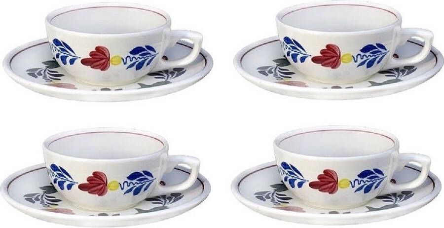 Kop en schotel Royal laag 170ml set van 4 stuks Boerenbont