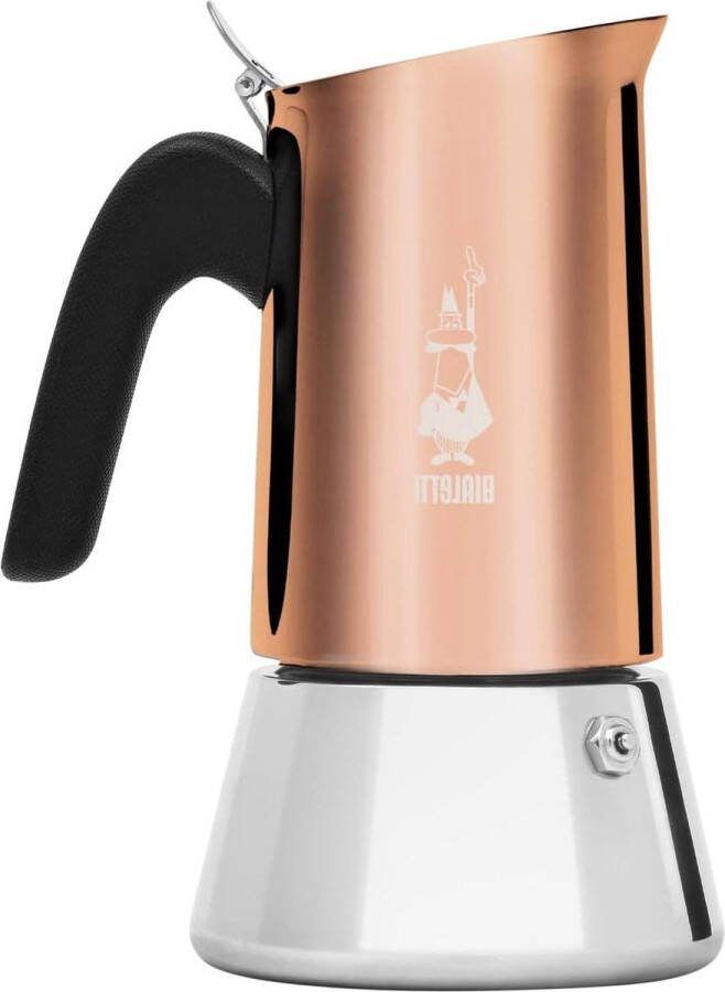 Koperen espressomachine voor 6 kopjes Nieuwe Venus met melkstomer