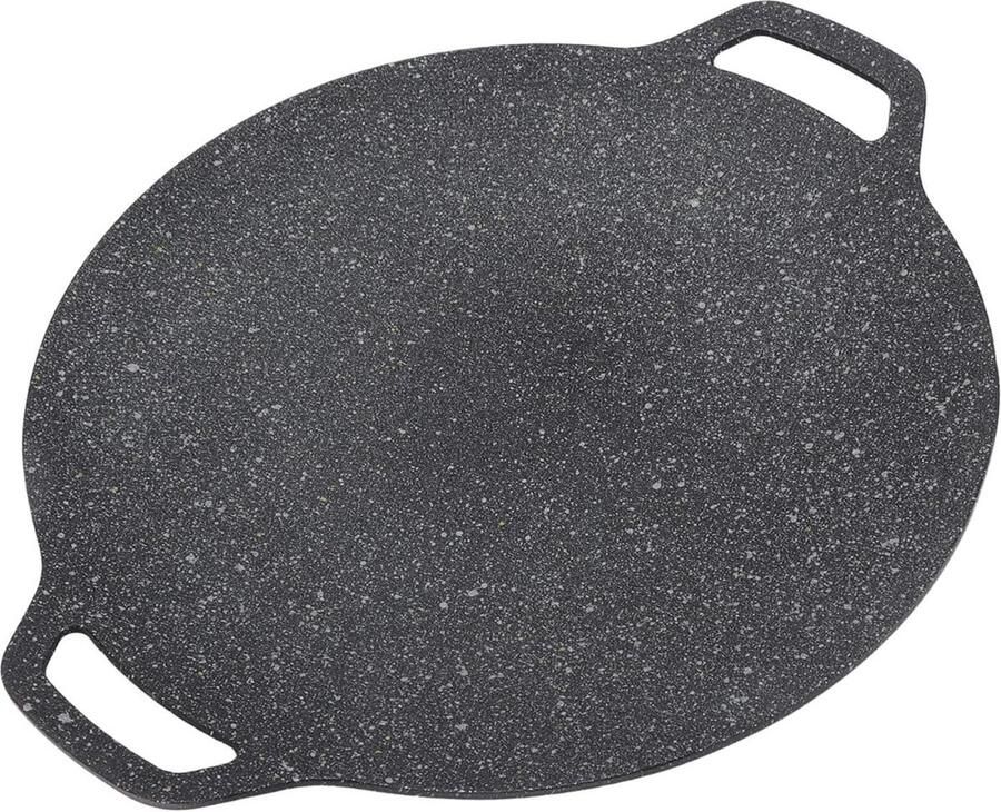 Koreaanse BBQ grillpan 30cm Ronde bakplaat 6-laags coating Geëmailleerde gietijzeren grill