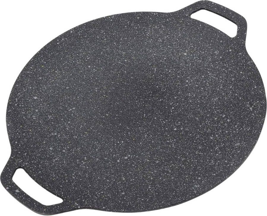 Koreaanse BBQ-grillpan 6-laags Coating Ronde Bakplaat Geëmailleerde Gietijzeren Grill Inductie Gasfornuis Elektrische Kookplaat Binnen(33 cm)