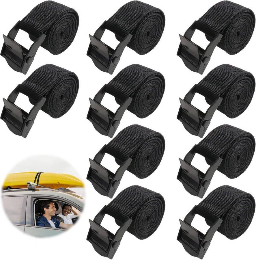Korte spanbanden zwart 1 meter 10 stuks verstelbare sjorriemen voor fiets motorfiets 25 cm x 1 m Spanbanden met ratel