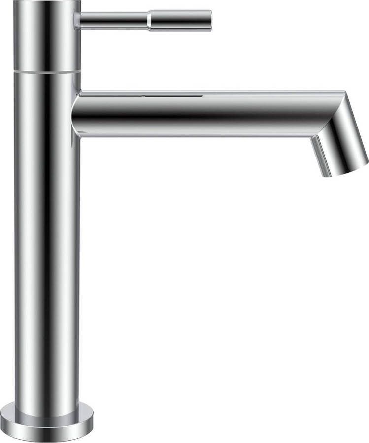 Koudwaterkraan chromen kraan voor badkamer eenhendel wastafelarmatuur met afneembare sproeier badkamerkraan waterbesparende uitloop hoogte 113 mm eenvoudige installatie roestvrij staal