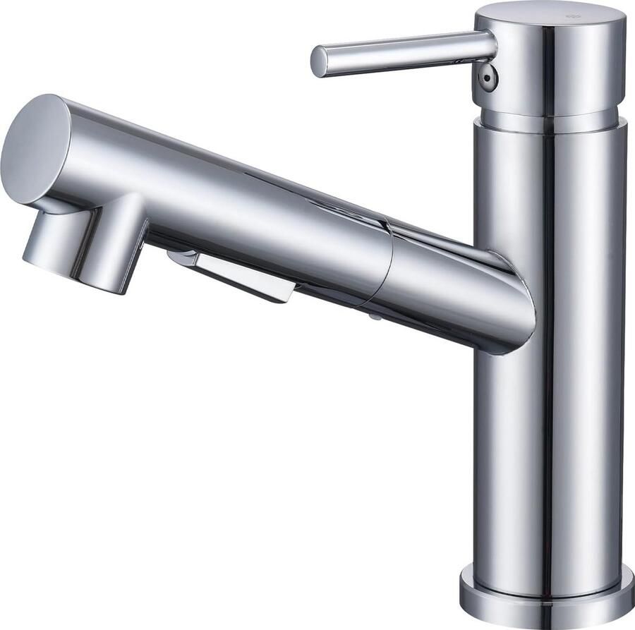 Kraan chroom keuken badkamer keukenkraan met uittrekbare douche spoelbakarmatuur met uittrekbare dubbele spoeldouche mengkraan keuken