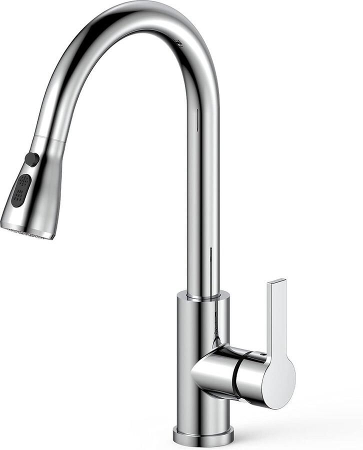 Kraan Keuken Keukenkraan Chroom Armatuur Keuken Met Pull Down Sproeier Perfecte commerciële Moderne Kraan voor Keukengootsteen (Chroom)