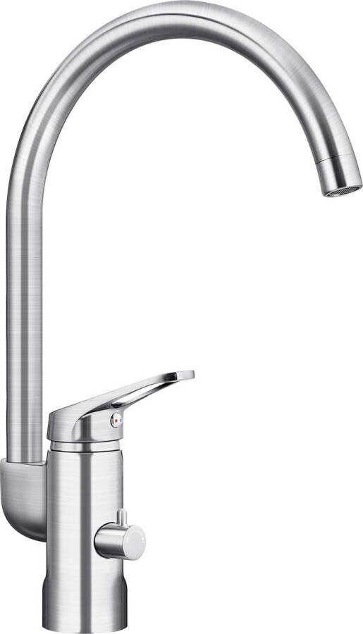 Kraan Keukenkraan Mengkraan Wastafelkraan Keuken Keukenkranen 120 ° Draaibare Hoge Boog Eengreepsmengkraan Keuken met Afsluitventiel Geborsteld Nikkel