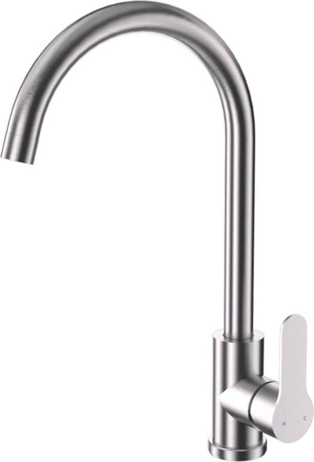 Kraan voor de keuken 360° draaibaar hogedruk keukenkraan roestvrij staal eenhandsmengkraan keukenkraan met uitloop hoogte 257 mm geborsteld antraciet-grijs