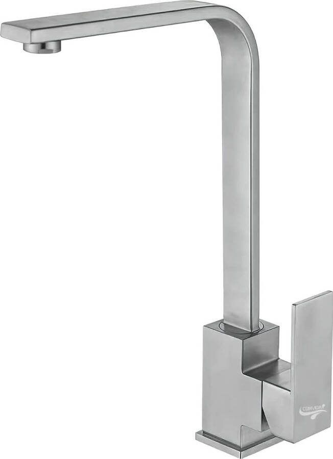 Kraan voor de keuken 360 graden draaibaar wastafelmengkraan wastafelarmatuur eenhendelmengkraan modern elegant chroom roestvrij staal keukenkraan
