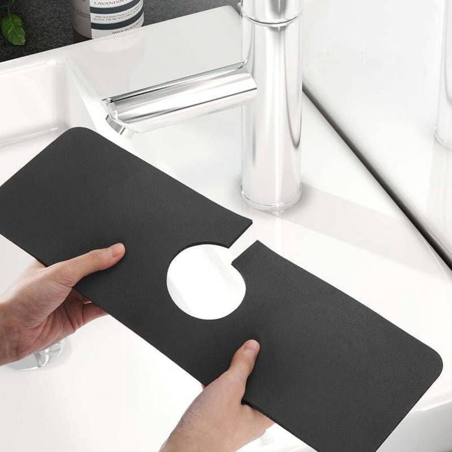 Kraanmat Afdruipmat 38x13.8cm Diatomiet Mat voor Kraan Gootsteen Droogmat Afdruip Keuken Wastafel Splash Bescherming Voor Keuken Badkamer Zwart