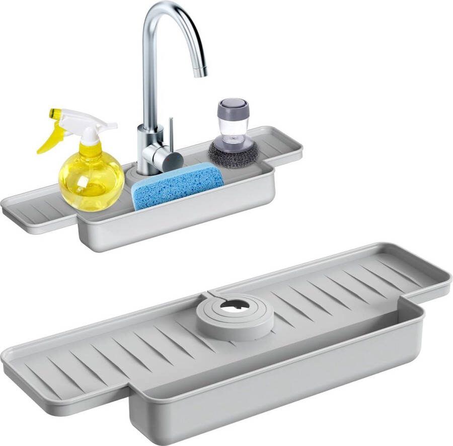 Kraanmat Afdruipmat Droogmat Gootsteenmat Duurzaam Grijs Geschikt voor kranen met een diameter van 3 5 tot 5cm Must have voor in de keuken!
