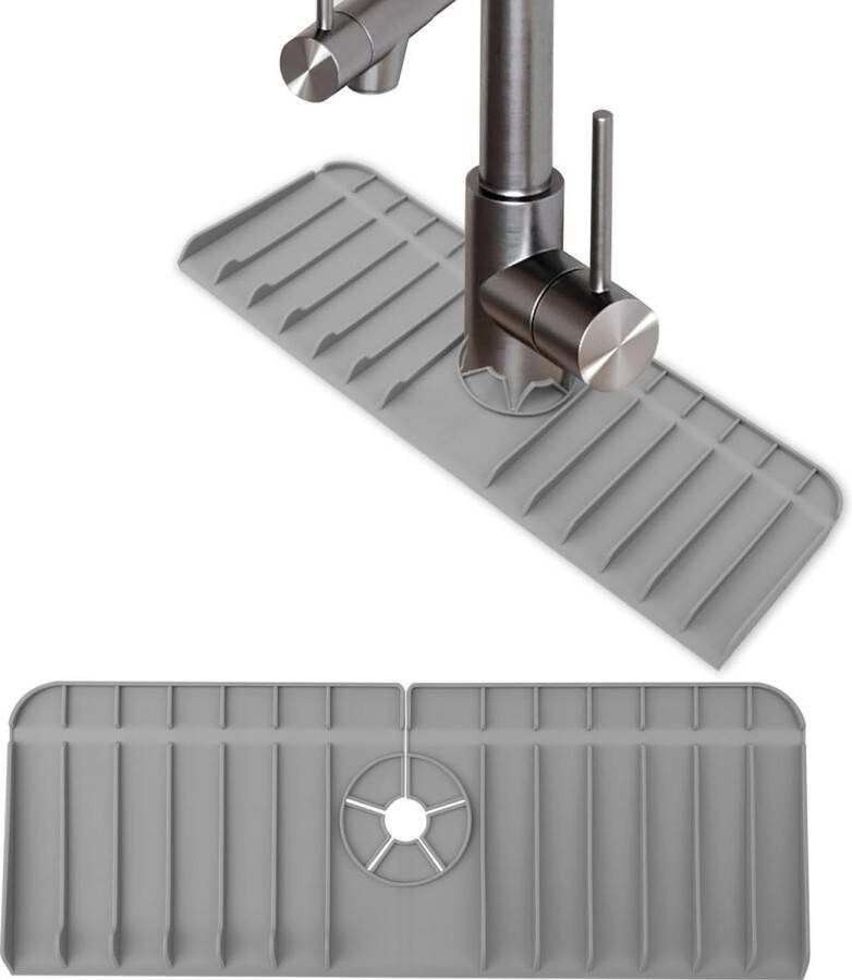 Kraanmat Afdruipmat Droogmat Gootsteenmat Duurzaam Grijs Geschikt voor kranen met een diameter van 3 5 tot 5cm Must have voor in de keuken!