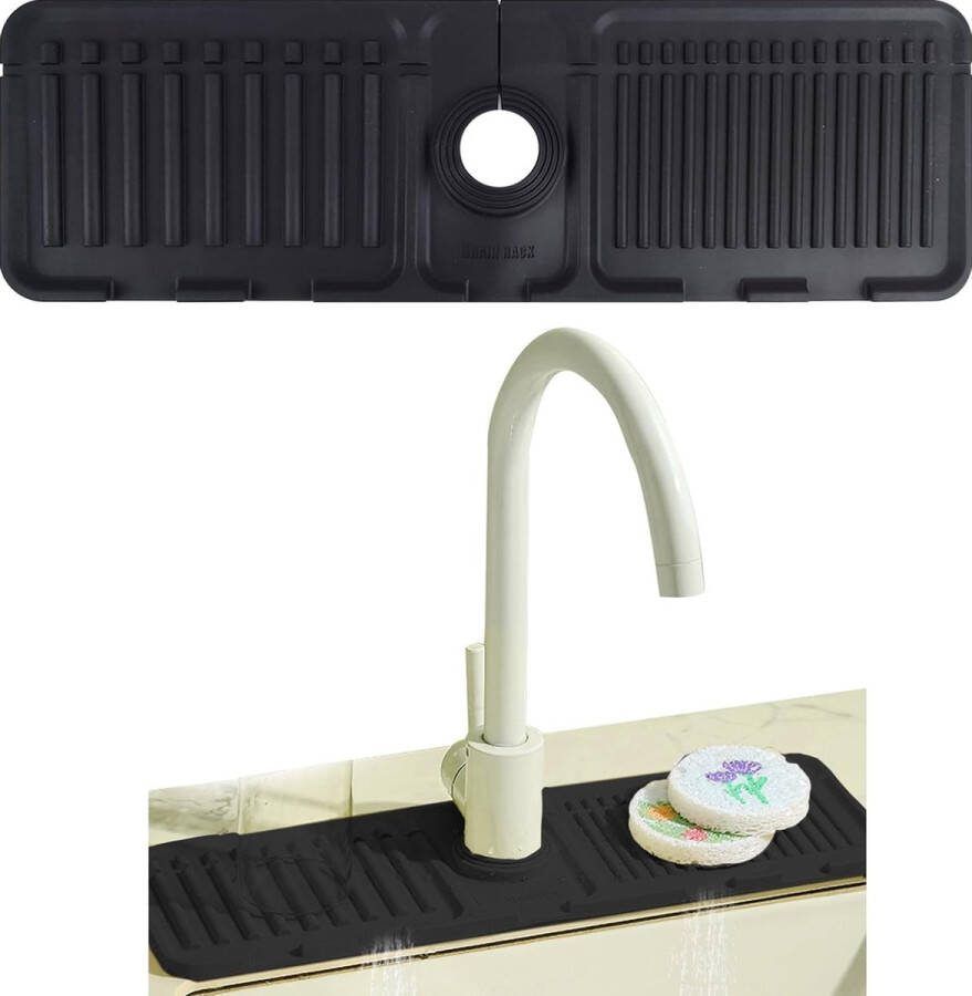 Kraanmat Afdruipmat Droogmat Gootsteenmat Duurzaam Zwart Geschikt voor kranen met een diameter van 3 5 tot 5cm Must have voor in de keuken!