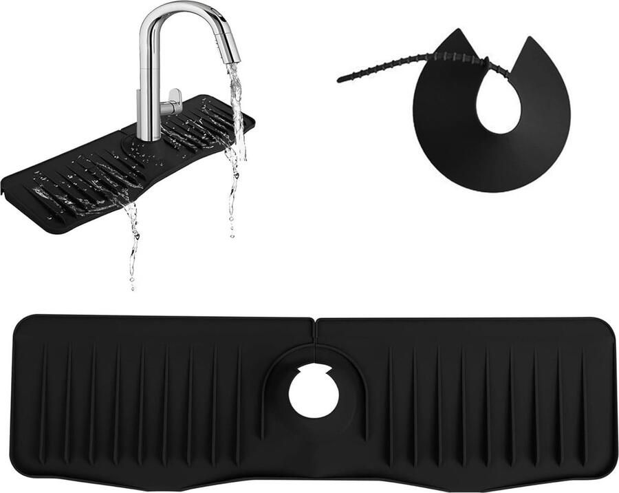 Kraanmat Afdruipmat Droogmat Gootsteenmat Duurzaam Zwart Geschikt voor kranen met een diameter van 3 5 tot 5cm Must have voor in de keuken!