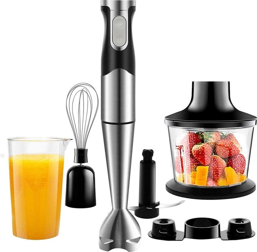 Krachtige 1200 W staafmixer 6-in-1 snelheid verstelbaar roestvrij staal spatbescherming groenten ijs jam