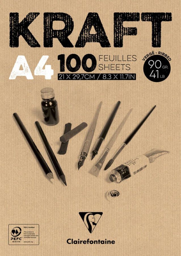 Kraft tekenblok A4 bruin 100 vel