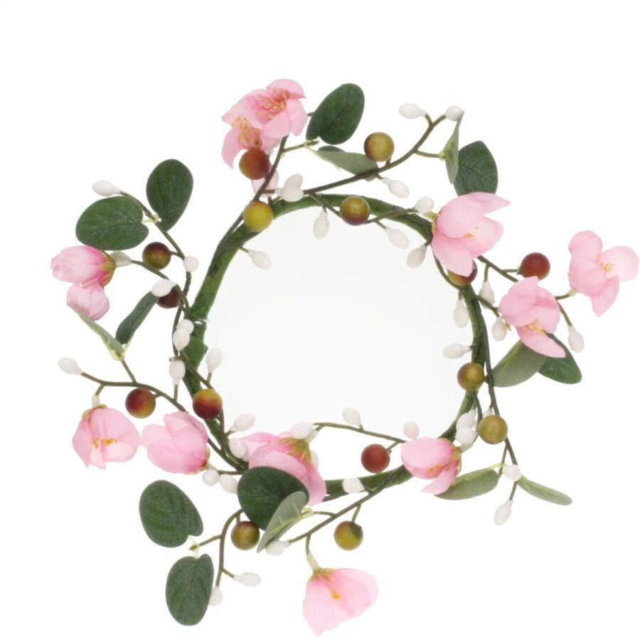 Krans met roze roosjes Ø30cm